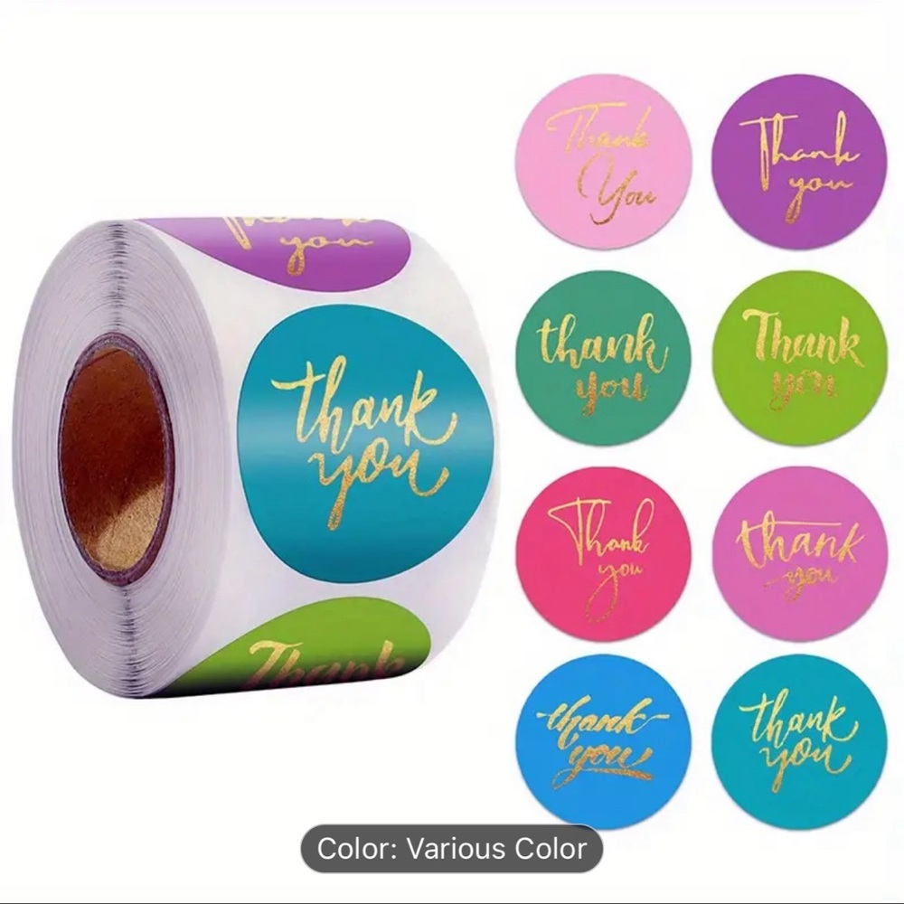 Thank You Stickers, 500 Piece, Colorful